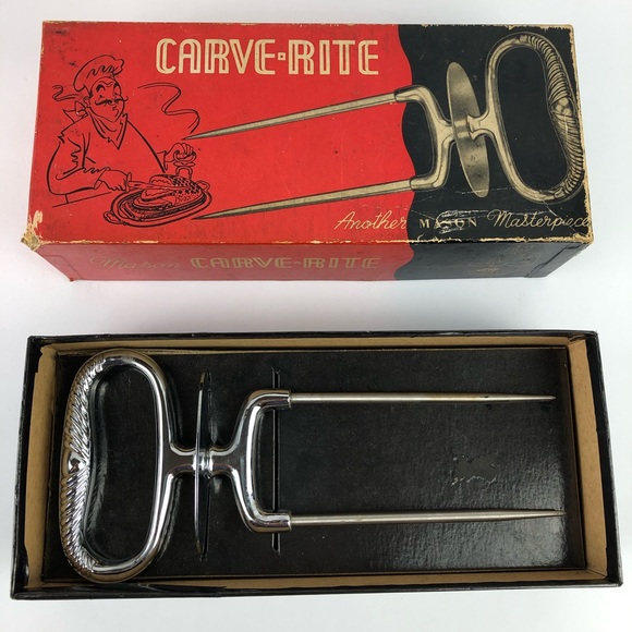 Vintage Carving Fork Mason Carve-Rite Fork for Turkey / Ham / Roast Holder - Picture 6 of 8